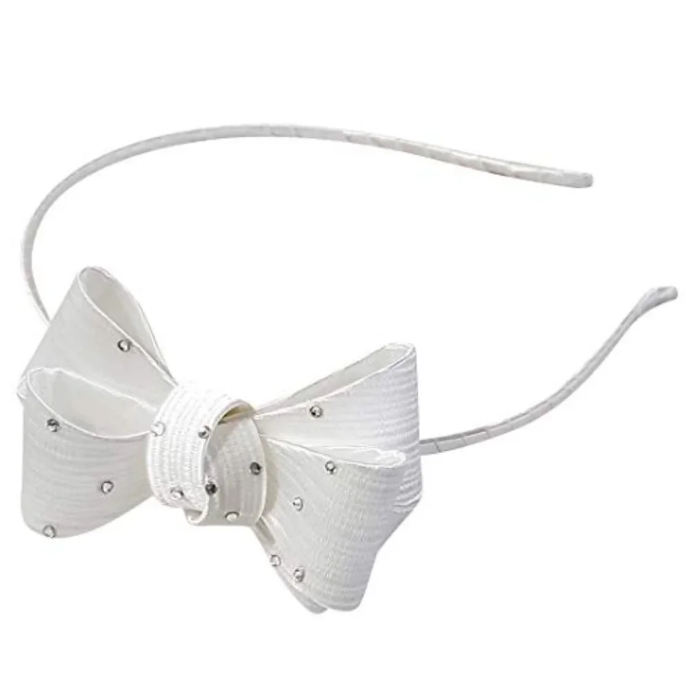 Satin Bow Headband with Rhinestones for Formal Events